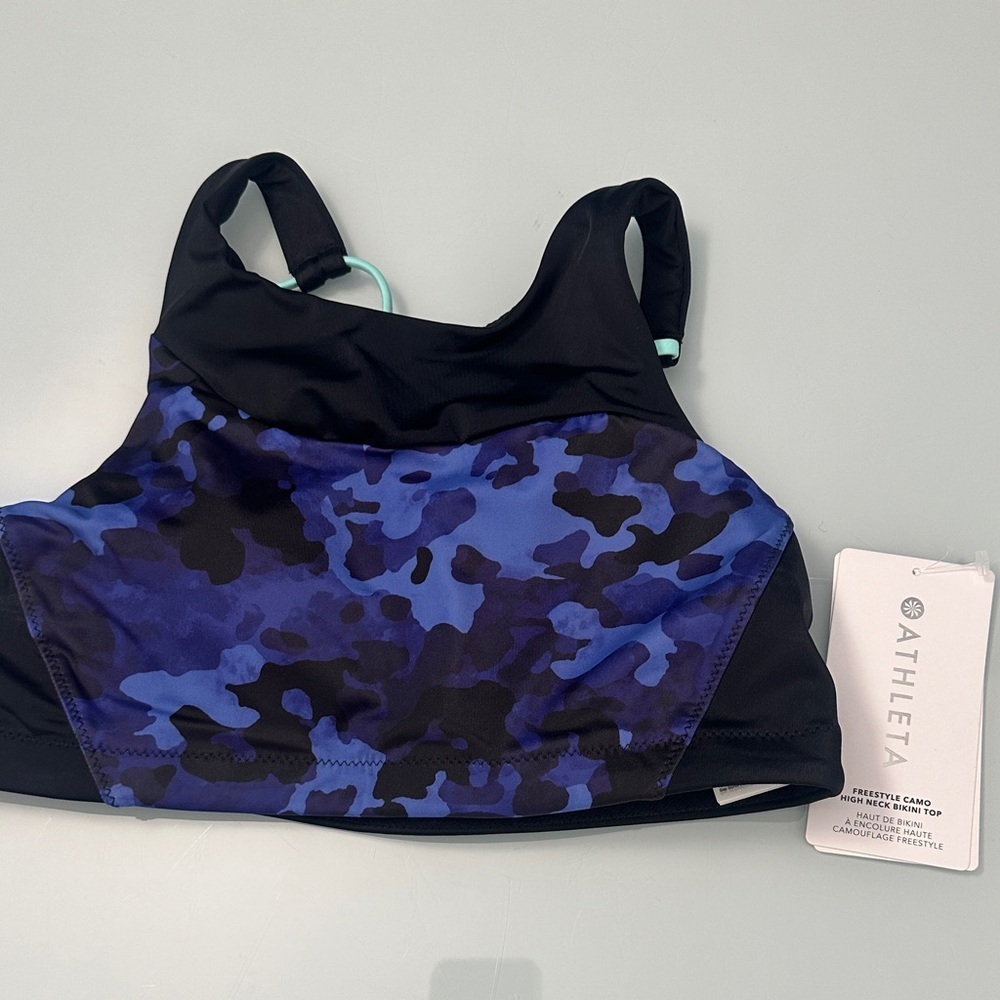 NWT Athleta Freestyle Camo High Neck Bikini Top